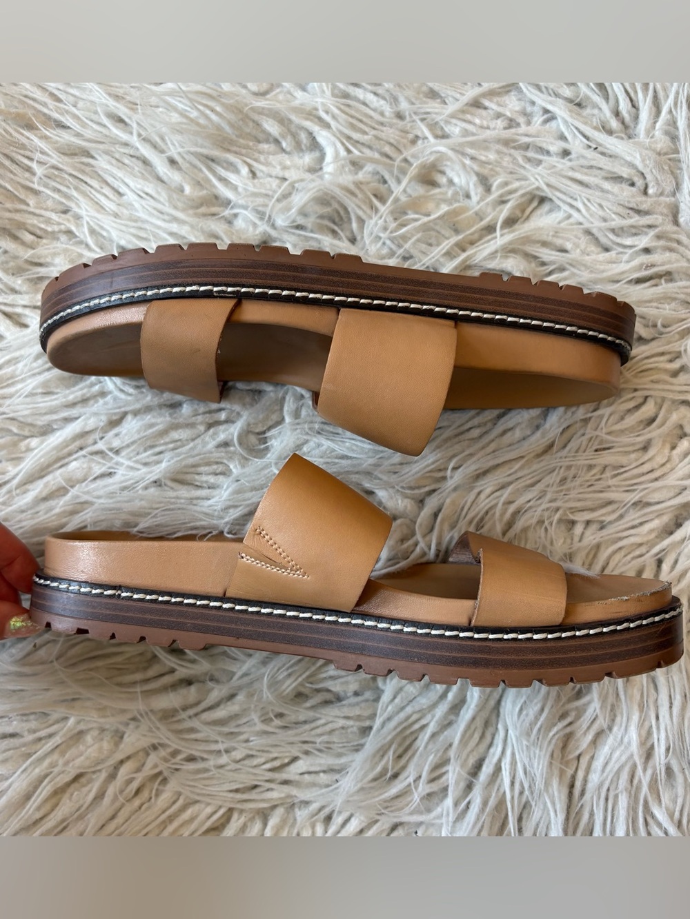 Madewell The Charley Double-Strap Camel Brown Leather Slide Sandals ND955 Size 8 - Picture 6 of 10